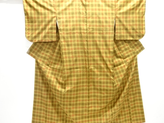 格子織り出し米沢紬着物